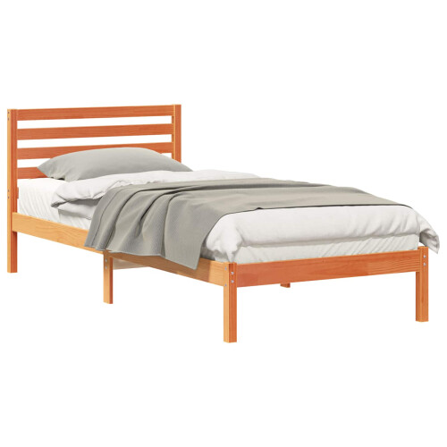 VidaXL vidaXL Bed Frame with Headboard Wax Brown 100 x 210 cm Solid Pine Wood 2