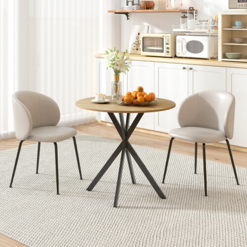 80cm Industrial Round Dining Table - White Oak 1