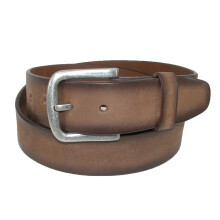 CTM Men's Burnished Leather Bridle Belt with Removable Buckle