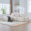 (Beige, Corduroy) Configurable Beige Cord Sofa + Ottomans 1