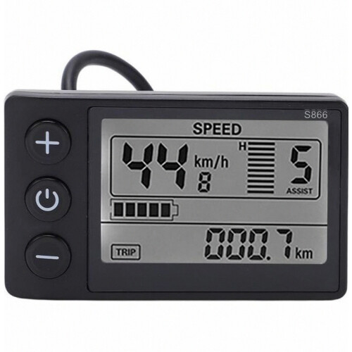 LCD Display S866 with Backlight, Compatible with 24V, 36V and 48V E-Bike Control Panel