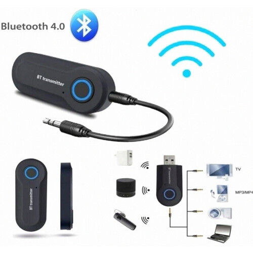 Bluetooth 4.2 Transmitter and Receiver, Wireless 3.5mm AUX Adapter with USB Cable for Headphones