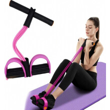 Bande élastique de résistance multifonctionnelle, corde de tension à six tubes pour le yoga et les étirements, rose, pour la remise en