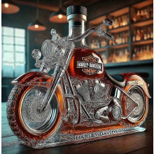 Whiskyflasche in Motorradform, 325 ml, originelle Glaskaraffe mit 3D-Gravur, kreative Heimbar-Dekoration für Männer und Motorradfahrer