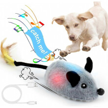 Jouet interactif pour chien en forme de souris qui couine et qui s'illumine, jouet rechargeable à rotation automatique pour chiens de p