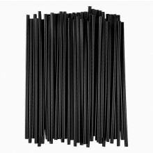 500 pailles jetables en plastique noir, tubes fins et droits pour cocktails, eau et boissons, 0,3 x 13 cm