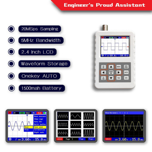 DSO PRO ADS2050H Handheld Digital Portable Storage Oscilloscope Kit with 5MHz Bandwidth 20MS/S Sampling Rate(B) 1