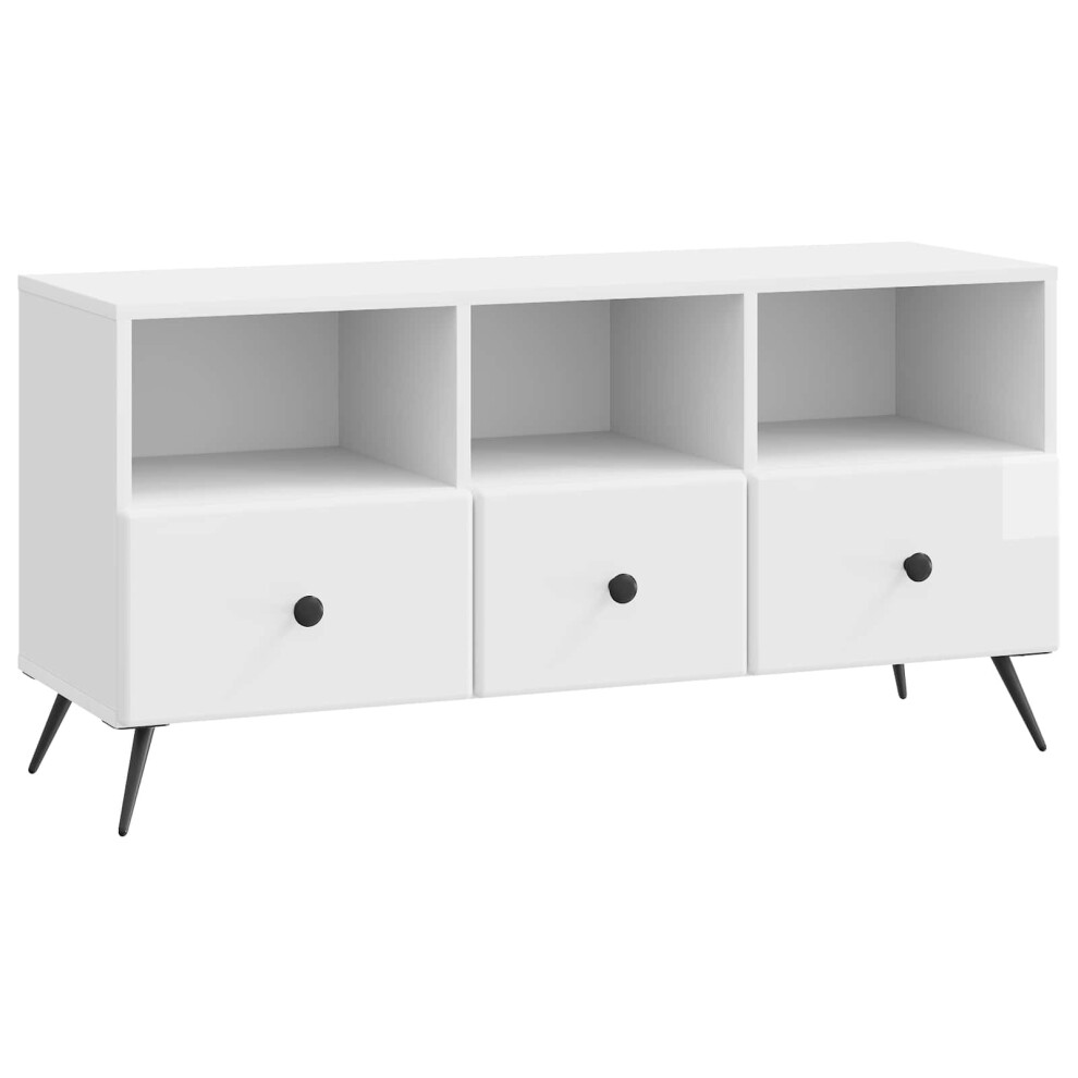 Vidaxl Tv Cabinet High Gloss White 102 X 34.5 X 50 Cm Engineered Wood