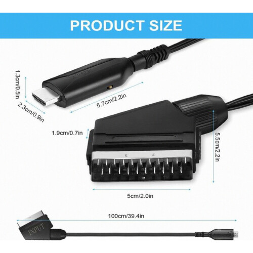 Προσαρμογέας SCART σε HDMI με καλώδιο, μετατροπέας Full HD, διπλές θύρες για τηλεόρασ 2