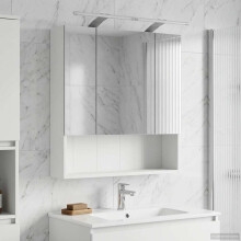 vidaXL Badezimmerspiegelschrank Weiß 60 x 14,5 x 70 cm Holzwerkstoff