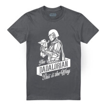 (L, Charcoal) Star Wars Mens Dadalorian Ringspun Cotton Fathers Day T-Shirt