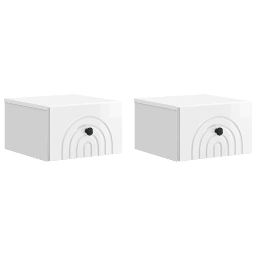 VidaXL vidaXL Wall-Mounted Bedside Cabinet with Drawer 2 pcs High Gloss White
