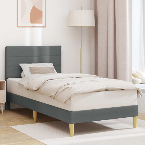 VidaXL vidaXL Bed Frame with Headboard Dark Grey 90 x 190 cm Fabric