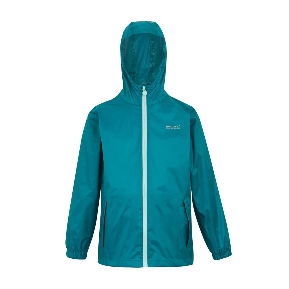 Regatta (7-8 Years, Exotic Plume/Icy Morn) Great Outdoors Childrens/Kids Pack It Jacket Iii Waterproof Packaway Black