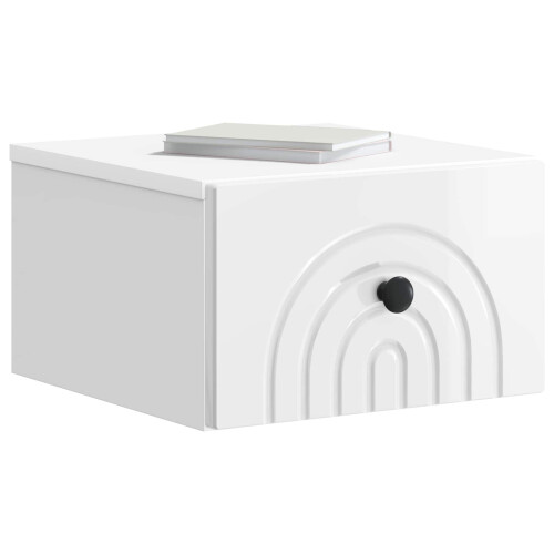 VidaXL vidaXL Wall-Mounted Bedside Cabinet with Drawer 2 pcs High Gloss White 1