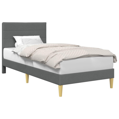 VidaXL vidaXL Bed Frame with Headboard Dark Grey 90 x 190 cm Fabric 1