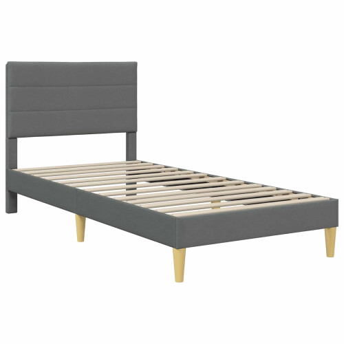 VidaXL vidaXL Bed Frame with Headboard Dark Grey 90 x 190 cm Fabric 2