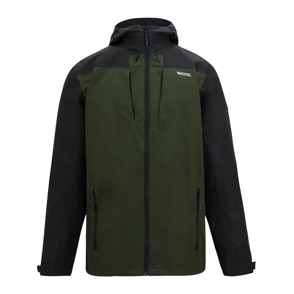 Regatta (M, Khaki Green/Black) Mens Calderdale Colour Block Waterproof Jacket