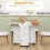 (Multicolor, Engineered Wood) Oak & White 6-Person Drop-Leaf Dining Table 4