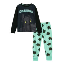 (7-8 Years, Black/Blue) How To Train Your Dragon Childrens/Kids Toothless Long-Sleeved Long Pyjama Set