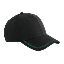 (One Size, Black/Kelly Green) Beechfield Match Day Baseball Cap