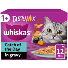 48 x 85g Whiskas 1+ Catch of the Day Adult Wet Cat Food Pouches in Gravy