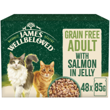 (48 x 85g) James Wellbeloved Adult Salmon in Jelly Grain Free Wet Cat Food Pouches