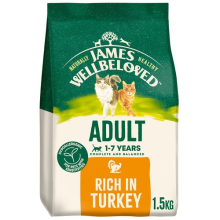 1.5kg James Wellbeloved 1-7 Years Adult Dry Cat Food Complete & Balanced Turkey