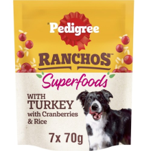 7 x 70g Pedigree Ranchos Superfoods with Tasty Turkey Adult Dog Treats