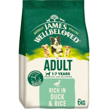 6kg James Wellbeloved Natural Adult Complete Dry Dog Food Duck & Rice