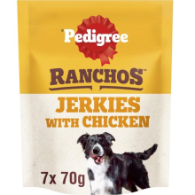 14 x 70g Pedigree Ranchos Jerkies with Chicken Adult Dog Treats Grain Free