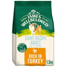 1.5kg James Wellbeloved Light Recipe 1-7 Years Adult Dry Cat Food Rich in Turkey