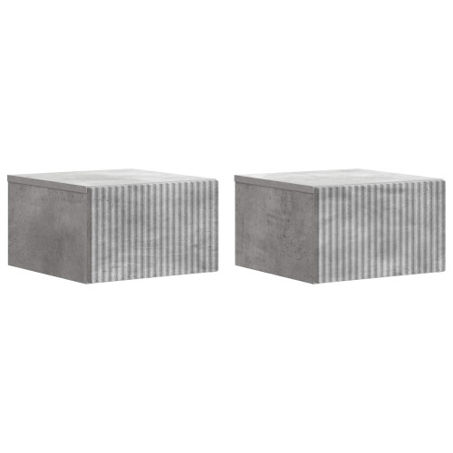 VidaXL vidaXL Wall-Mounted Bedside Cabinet with Drawer 2 pcs Concrete Grey