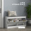 (White, Engineered Wood) Upholstered Shoe Bench with 2 Flip Drawers & Vents 4