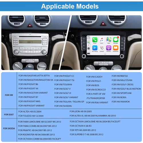 8-Core 4G LTE 7" Android 13 CarPlay Stereo Head Unit DAB+ For VW Golf MK5,6 Golf 2