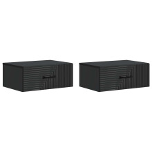 vidaXL Wall-Mounted Bedside Cabinet 2 pcs Black 49 x 34.5 x 20 cm