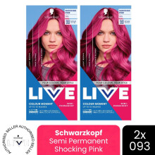 (Pack of 2) Schwarzkopf LIVE Hair Dye Semi-Permanent 093 Shocking Pink Colour Gloss Toner