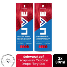 (Pack of 2) Schwarzkopf LIVE Hair Dye Fiery Red Colour Drops Permanent Semi-Permanent Gloss