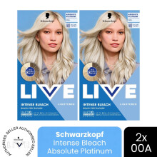 (Pack of 2) Schwarzkopf LIVE Hair Dye Permanent Hair Bleach 00A Absolute Platinum Colour DIY