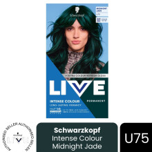 (Pack of 1) Schwarzkopf LIVE Hair Dye Permanent Metallic Dye U75 Midnight Jade Colour Gloss