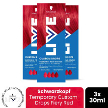 (Pack of 3) Schwarzkopf LIVE Hair Dye Fiery Red Colour Drops Permanent Semi-Permanent Gloss