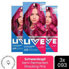 (Pack of 3) Schwarzkopf LIVE Hair Dye Semi-Permanent 093 Shocking Pink Colour Gloss Toner