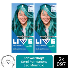 (Pack of 2) Schwarzkopf LIVE Hair Dye Semi-Permanent 097 Sea Mermaid Colour Gloss Toner DIY