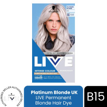 (Pack of 1) Schwarzkopf LIVE Hair Dye Permanent Blonde B15 Platinum Blonde Colour Gloss DIY