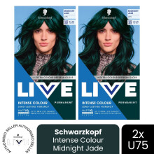 (Pack of 2) Schwarzkopf LIVE Hair Dye Permanent Metallic Dye U75 Midnight Jade Colour Gloss
