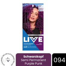 (Pack of 1) Schwarzkopf LIVE Hair Dye Semi-Permanent 094 Purple Punk Colour Gloss Toner DIY