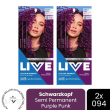 (Pack of 2) Schwarzkopf LIVE Hair Dye Semi-Permanent 094 Purple Punk Colour Gloss Toner DIY