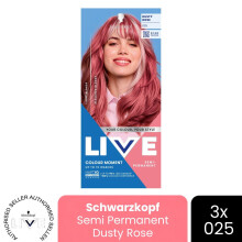 (Pack of 3) Schwarzkopf LIVE Hair Dye Semi-Permanent 025 Dusty Rose Colour Gloss Toner DIY