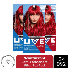 (Pack of 3) Schwarzkopf LIVE Hair Dye Semi-Permanent 092 Pillar Box Red Colour Gloss Toner
