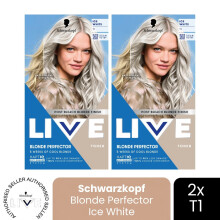 (Pack of 2) Schwarzkopf LIVE Hair Dye Toner Post-Bleach Hair Toner T1 Ice White Colour Gloss